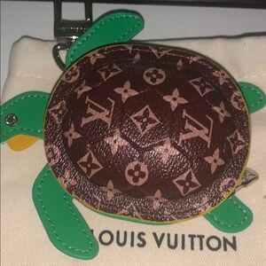Monogram turtle purse/bag charm keychain zipper pouch